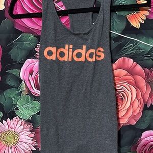 Adidas Charcoal Tank with Vibrant Orange Logo